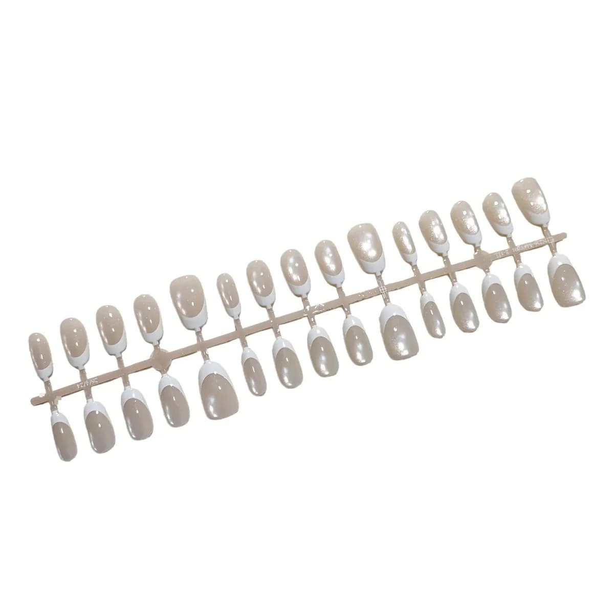 French White Cat Eye Press-On Nails Short Oval 30 Pcs