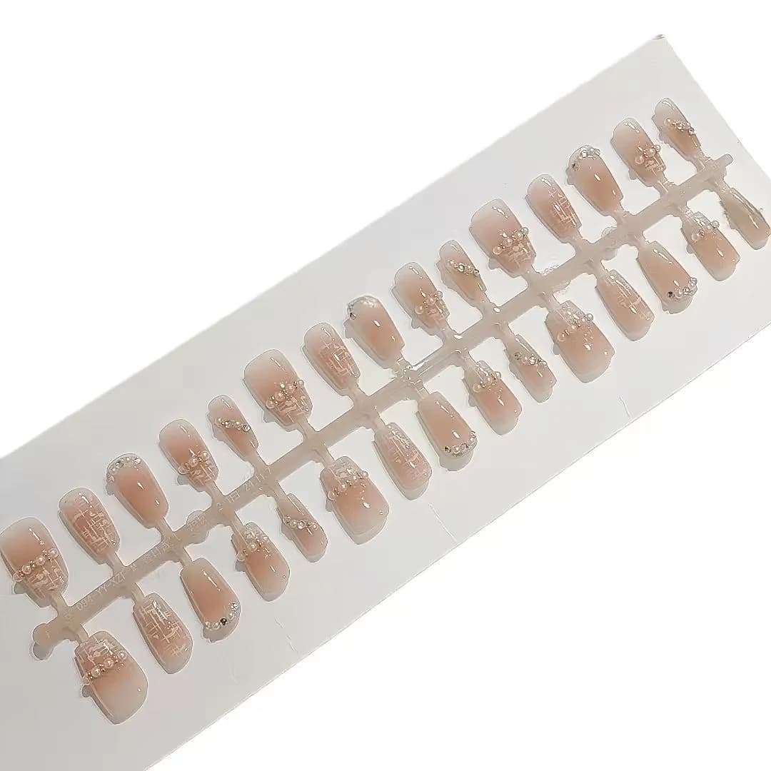 Press-On Nails Short Square Sweet Style 30 Pieces Manicure Set