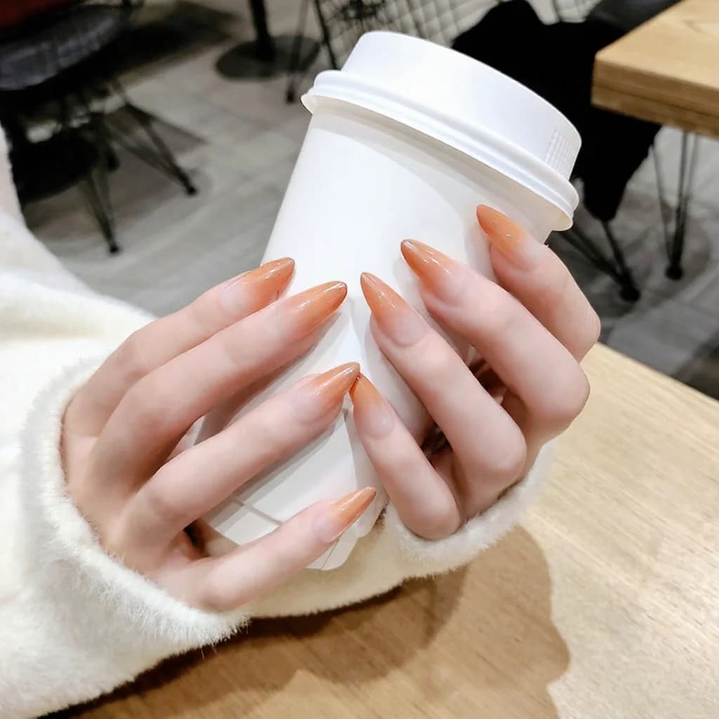 Long Gradient Press-On Nails Fashionable False Nail Tips
