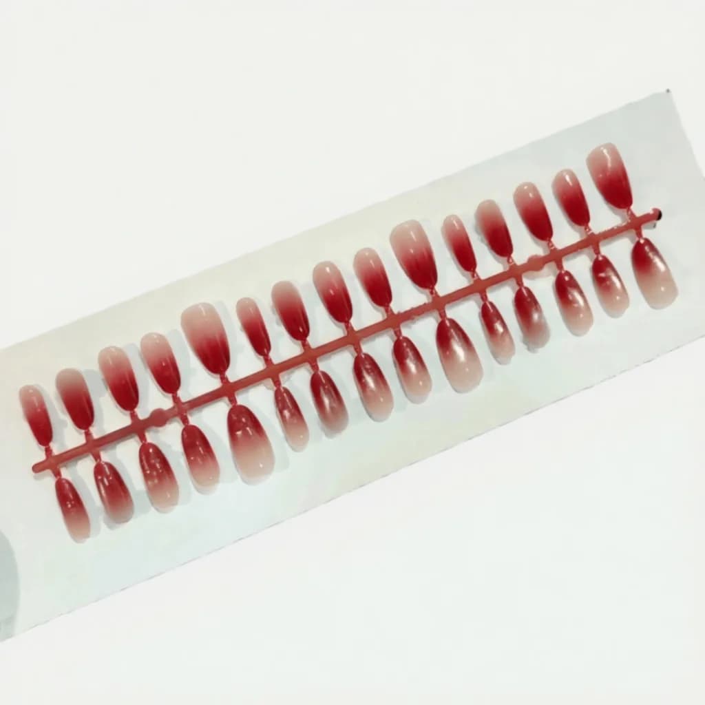 Press-On Nails Ombre Cat Eye with Rhinestones, 30 Pieces