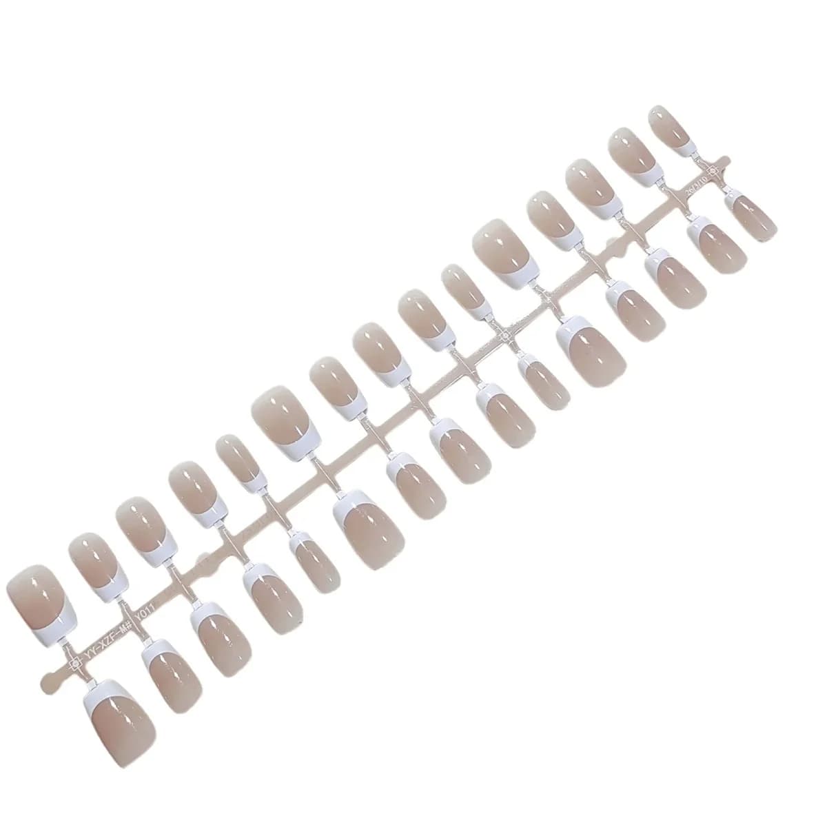 Short French Tip Press-On Nails Natural Nude Look Daily Wear