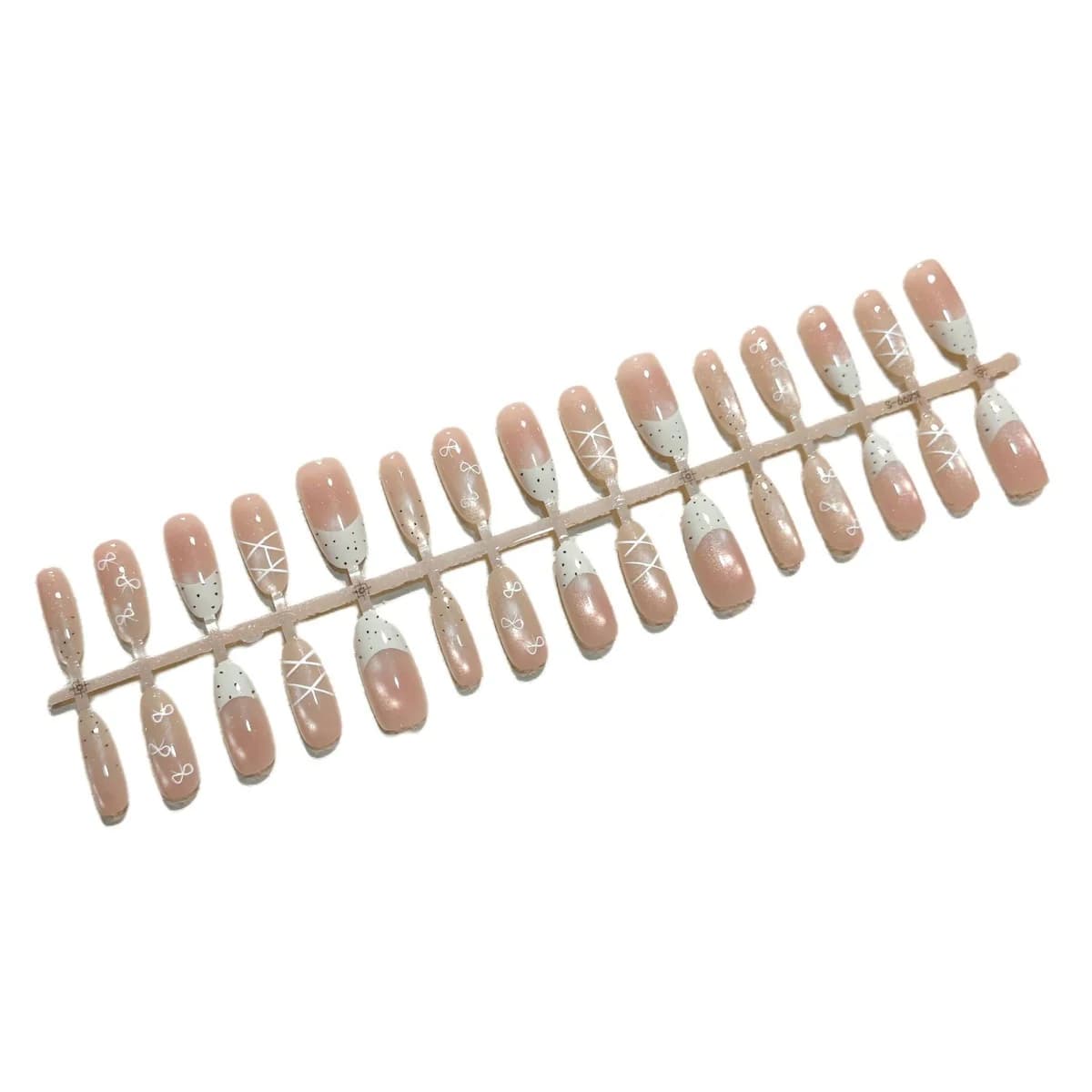 Cat Eye Press-On Nails Milky White Medium Oval Soft Gel Style