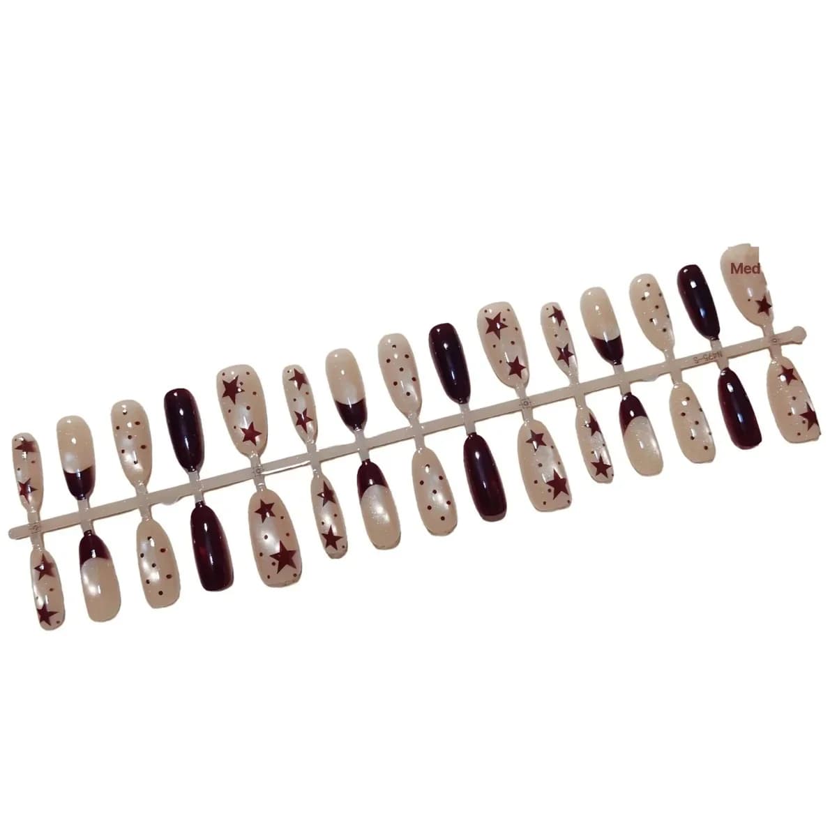 Brown Cat Eye Press-On Nails with Stars and Polka Dots