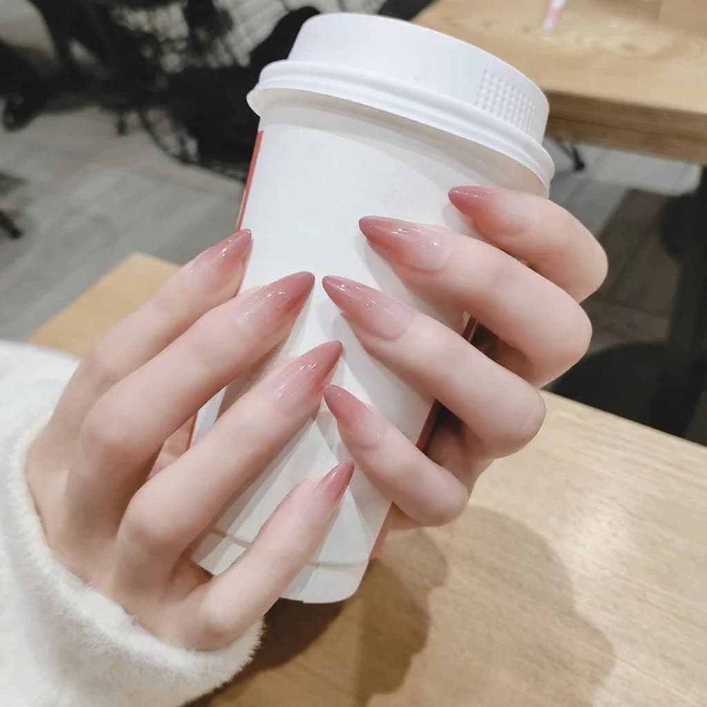 Long Gradient Press-On Nails Fashionable False Nail Tips