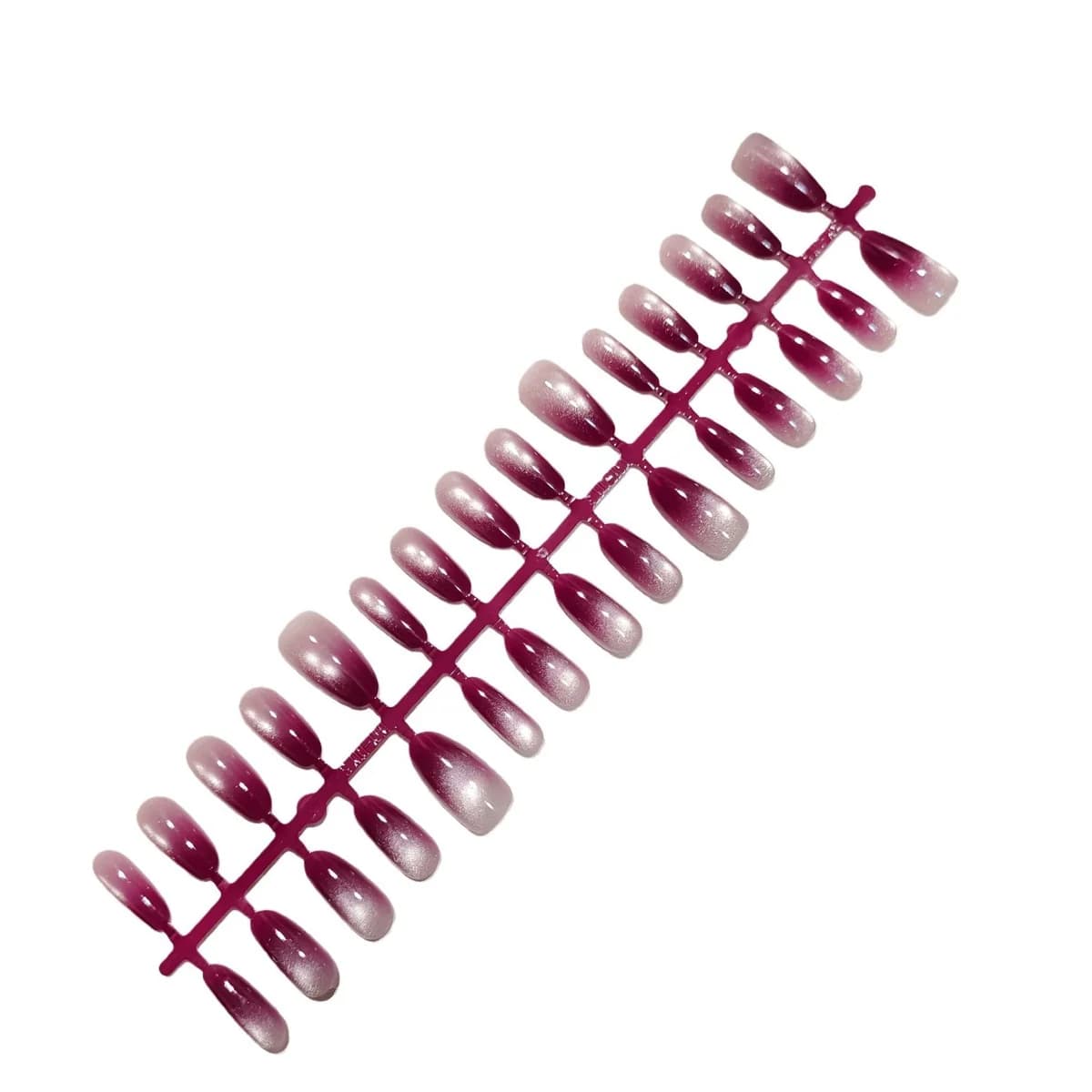 Purple Cat Eye Press-On Nails Medium Oval Glass Bead Design