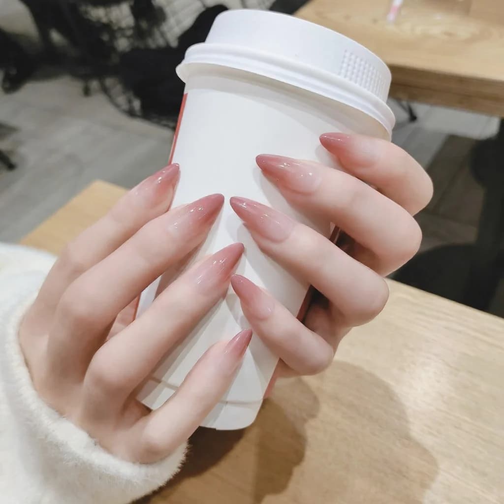 Long Gradient Press-On Nails Fashionable False Nail Tips