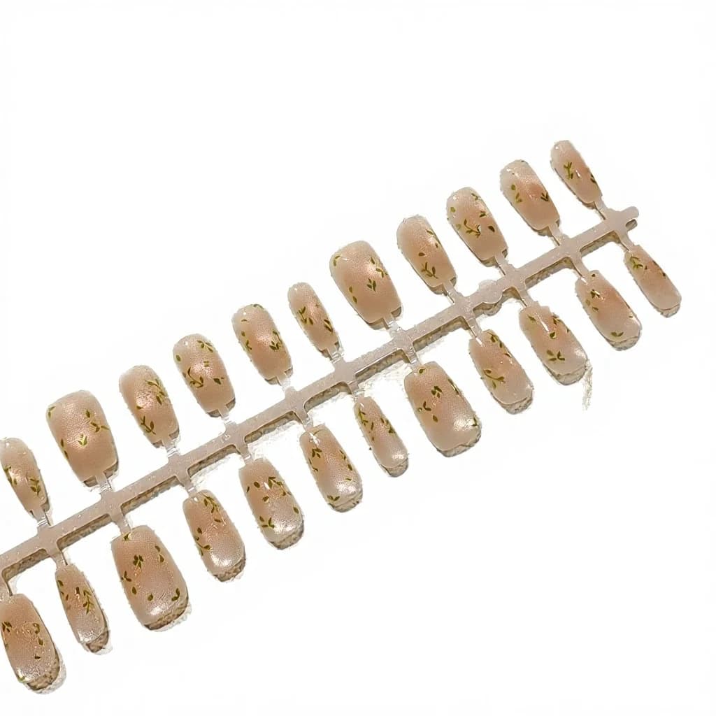 Short Coffin Press-On Nails Daisy Cat Eye Design 30 Pieces