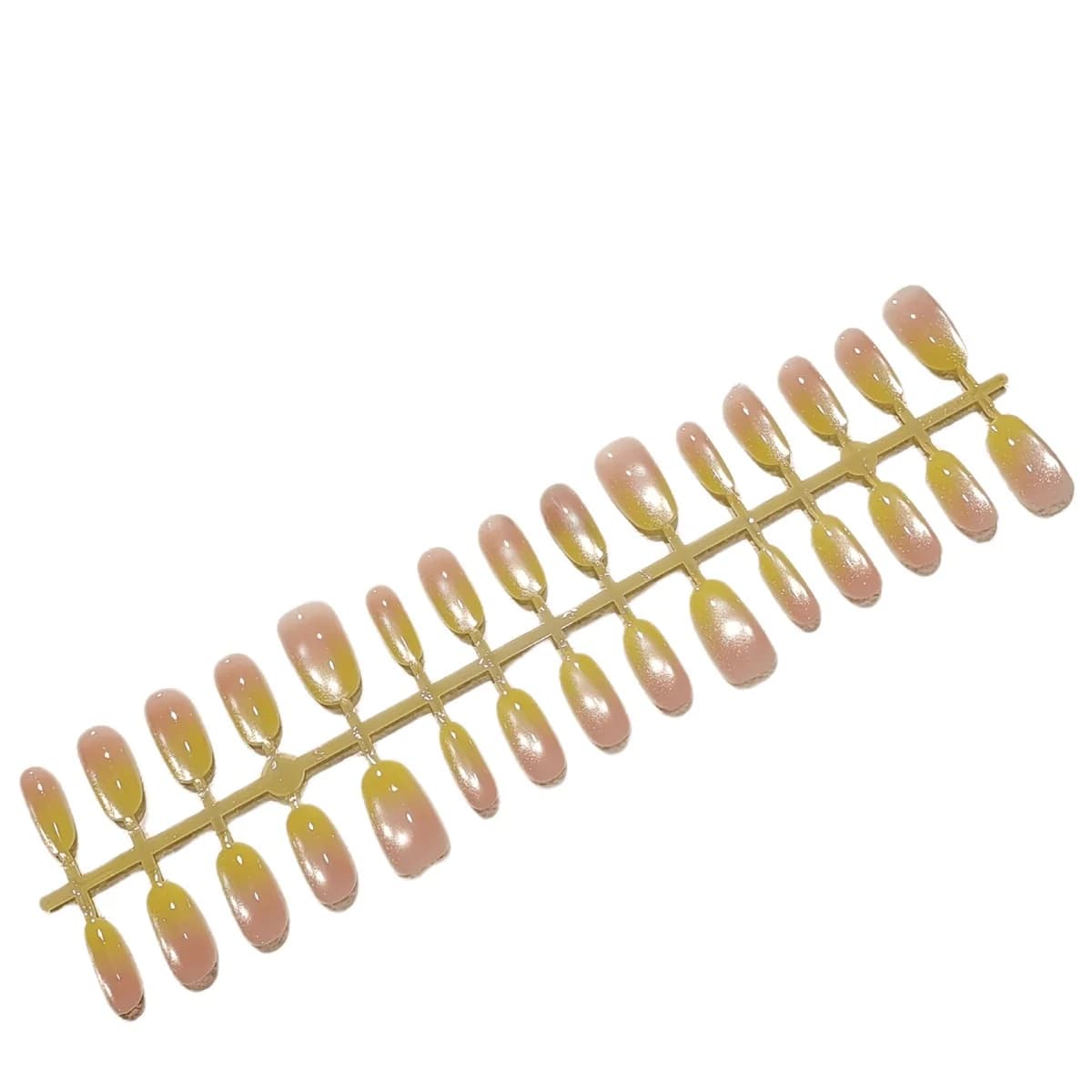 Lemon Yellow Cat Eye Press On Nails Short Medium Oval