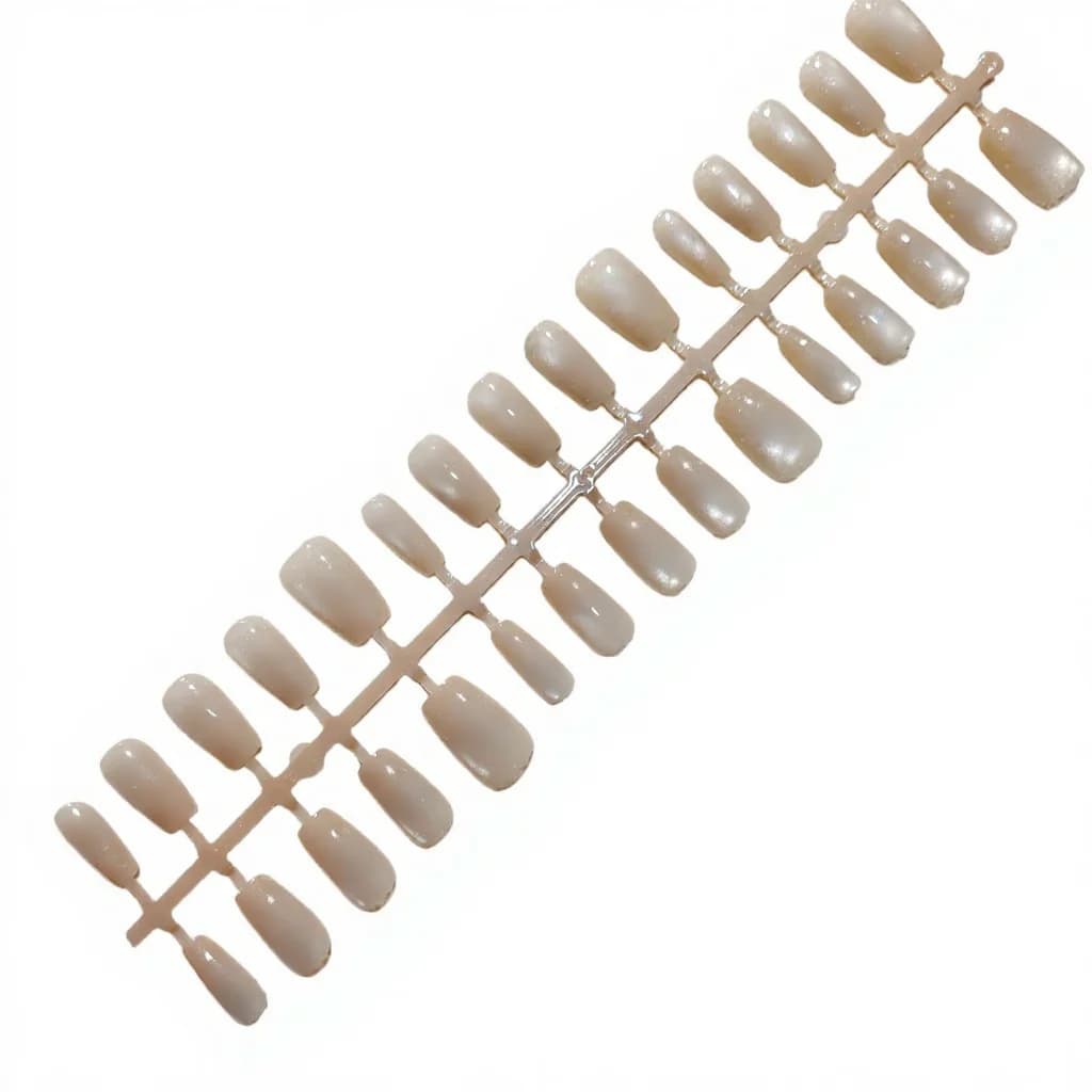 Chinese Landscape Cat Eye Press On Nails Glass Bead Design