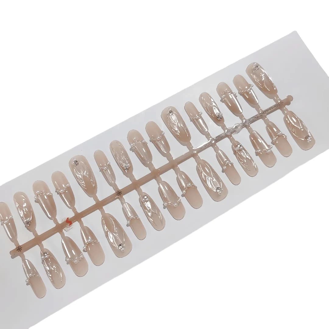 Press-On Nails Cat Eye Mermaid Design Long Oval Shape 30 Pieces