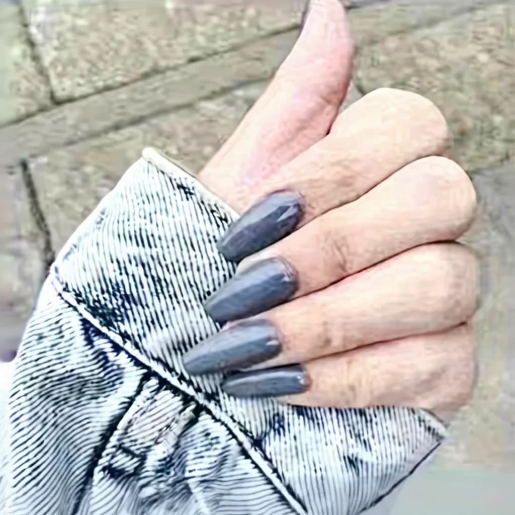 Glossy Trapezoid Press-On Nails Short Length Solid Color 24 Pieces Boxed