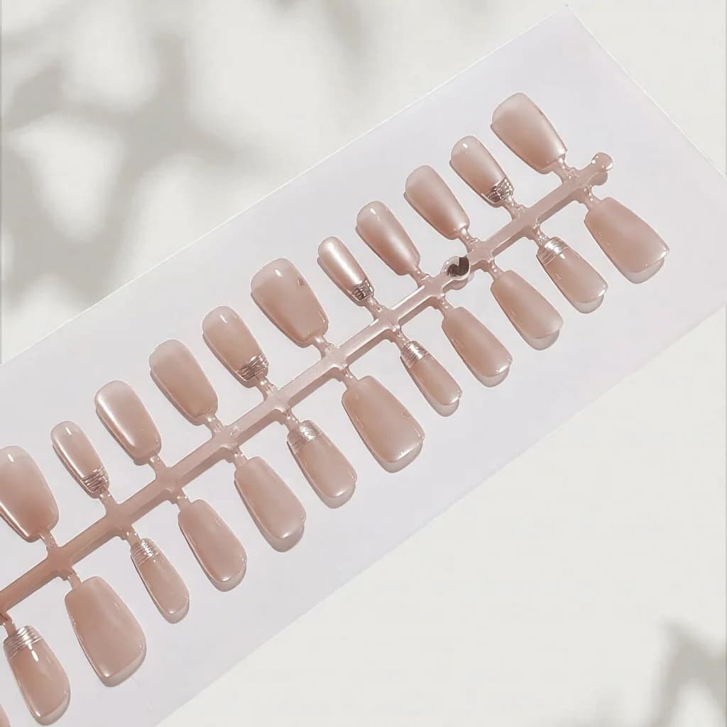 Pink Floral French Tip Press-On Nails with Cat Eye Chrome Finish