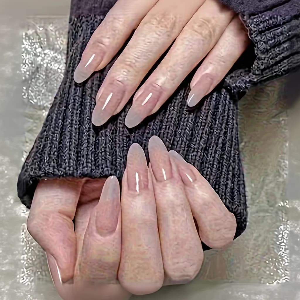 Glossy Trapezoid Press-On Nails Short Length Solid Color 24 Pieces Boxed