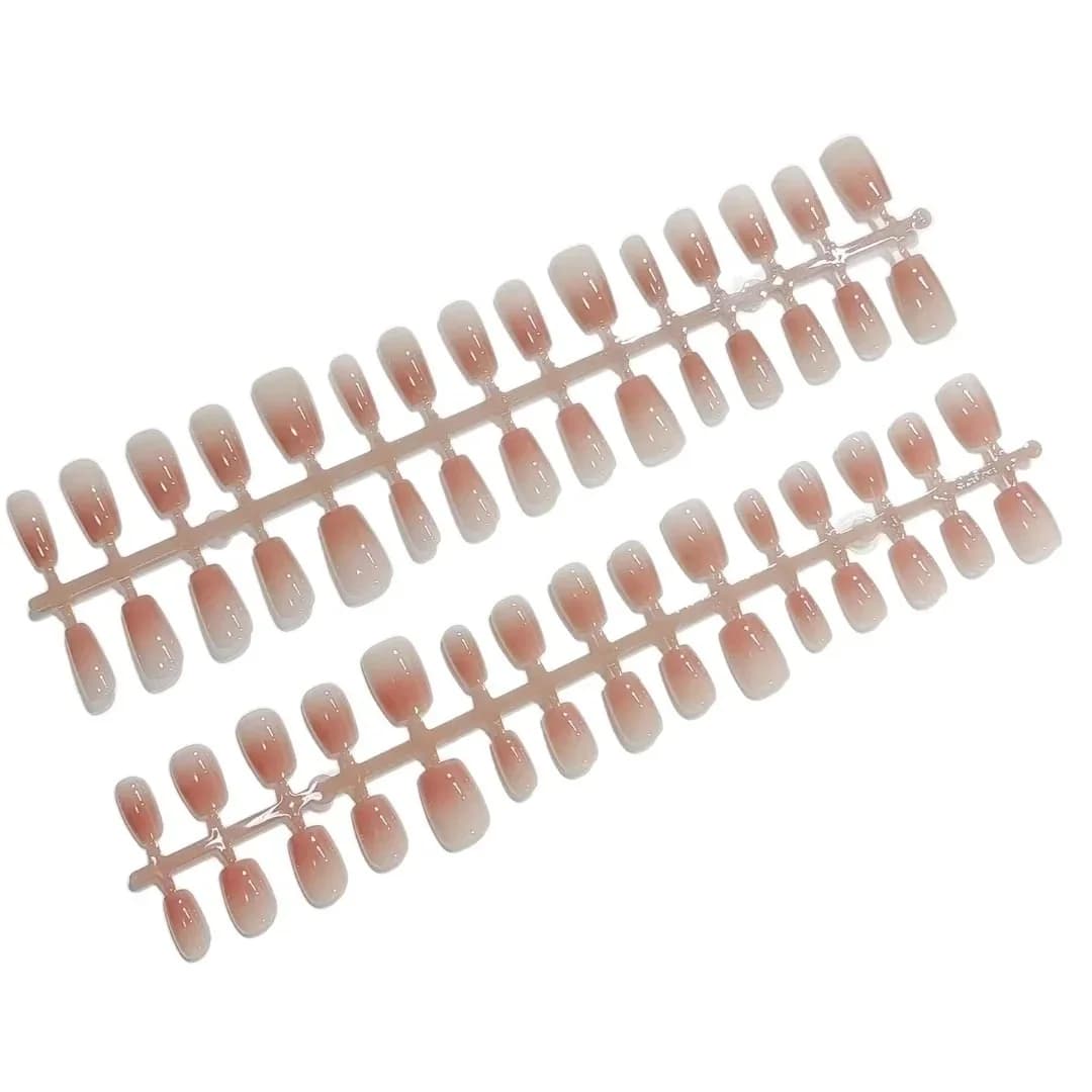 Pink Short Coffin Press On Nails 30 Pieces Reusable False Nail Tips