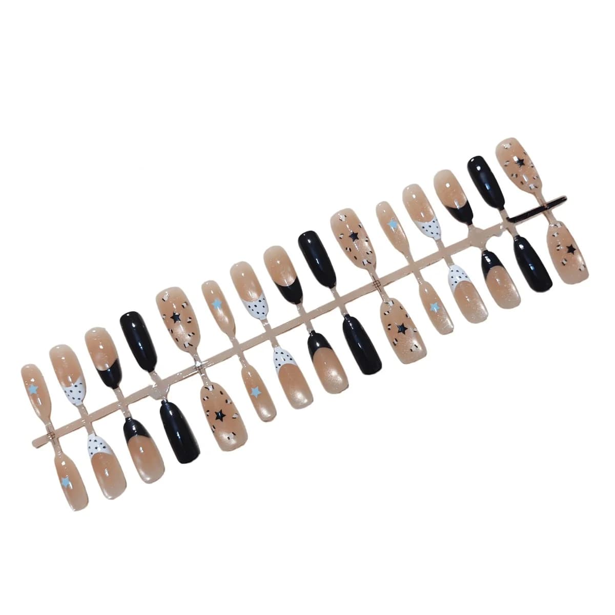 Silver Star Cat Eye Press On Nails Medium Oval Shape 30 Pieces