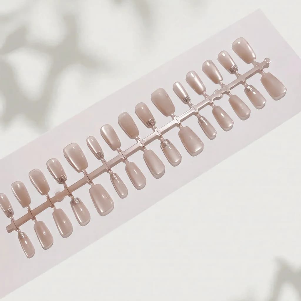 Pink Floral French Tip Press-On Nails with Cat Eye Chrome Finish