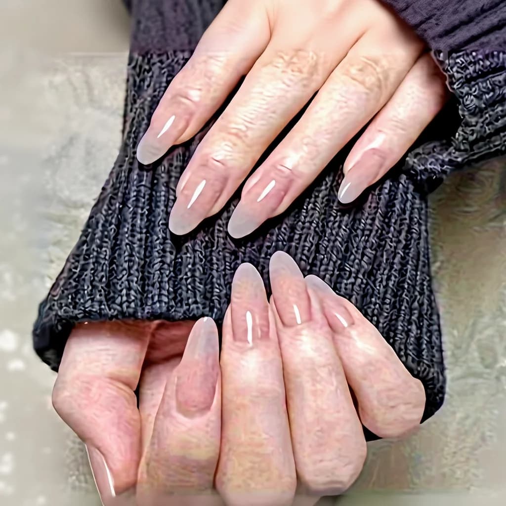 Glossy Trapezoid Press-On Nails Short Length Solid Color 24 Pieces Boxed