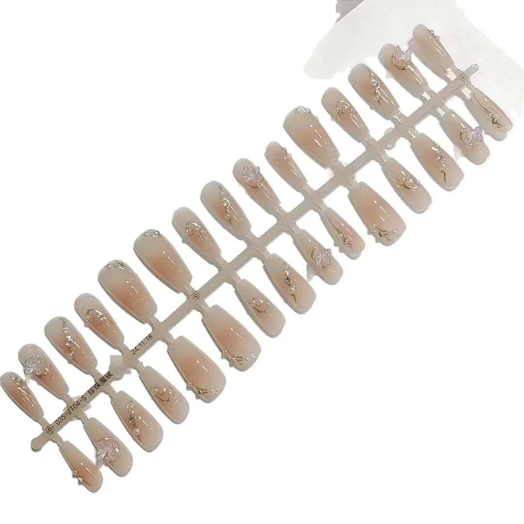 3D Butterfly Press-On Nails, 30 Pieces, Reusable False Nail Tips
