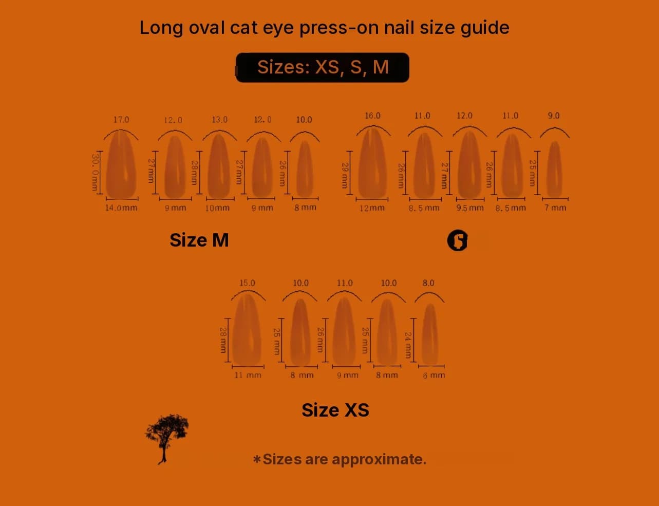 Long Oval Cat Eye Press On Nails with Mirror Chrome Finish