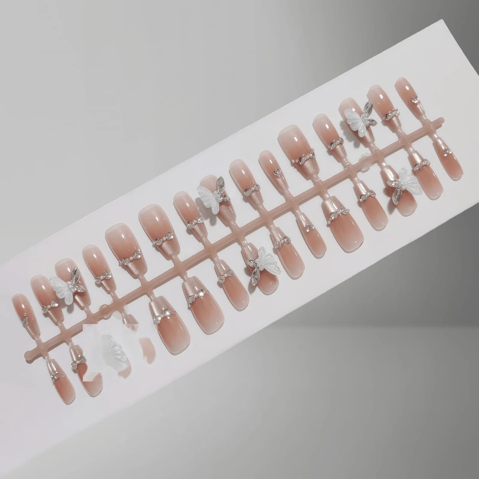 Angel Wing Cat Eye Press On Nails Butterfly Design 30 Pieces