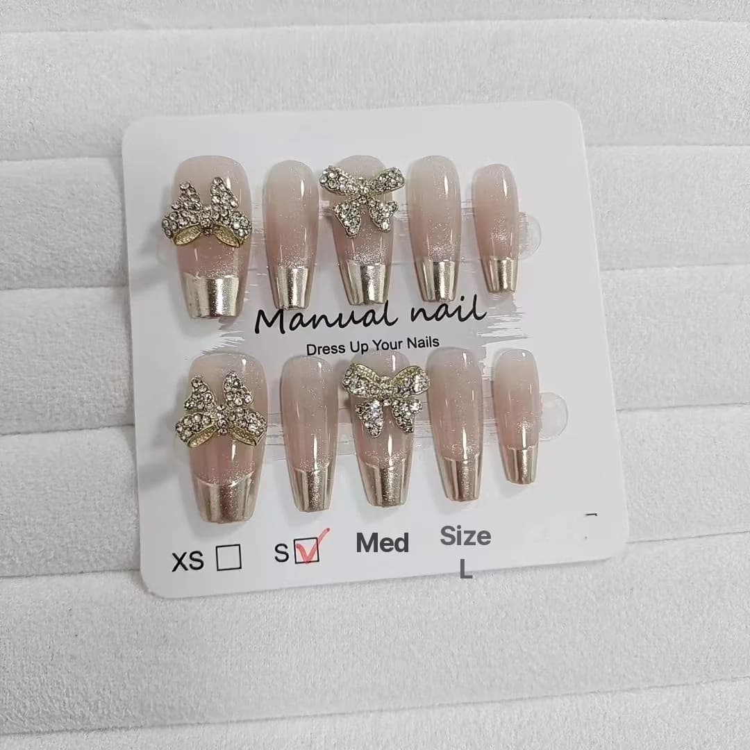 Butterfly Cat Eye Press On Nails with Mirror Chrome Finish