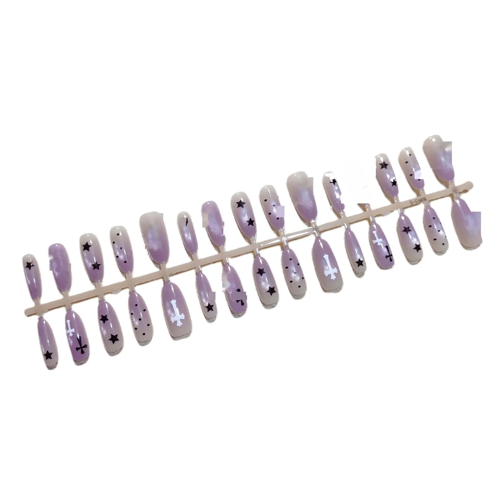 Purple Starry Cat Eye Press On Nails Medium Oval Shape 30 Pieces
