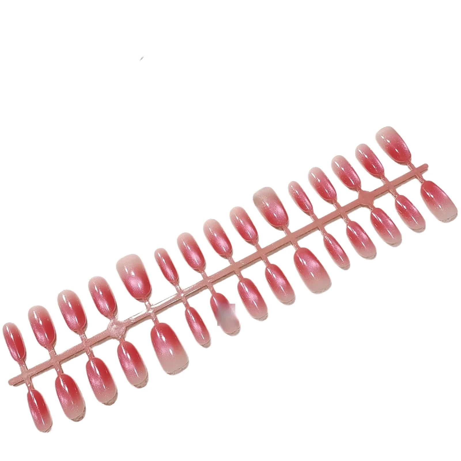 Cat Eye Press-On Nails Short Medium Oval Red Glitter