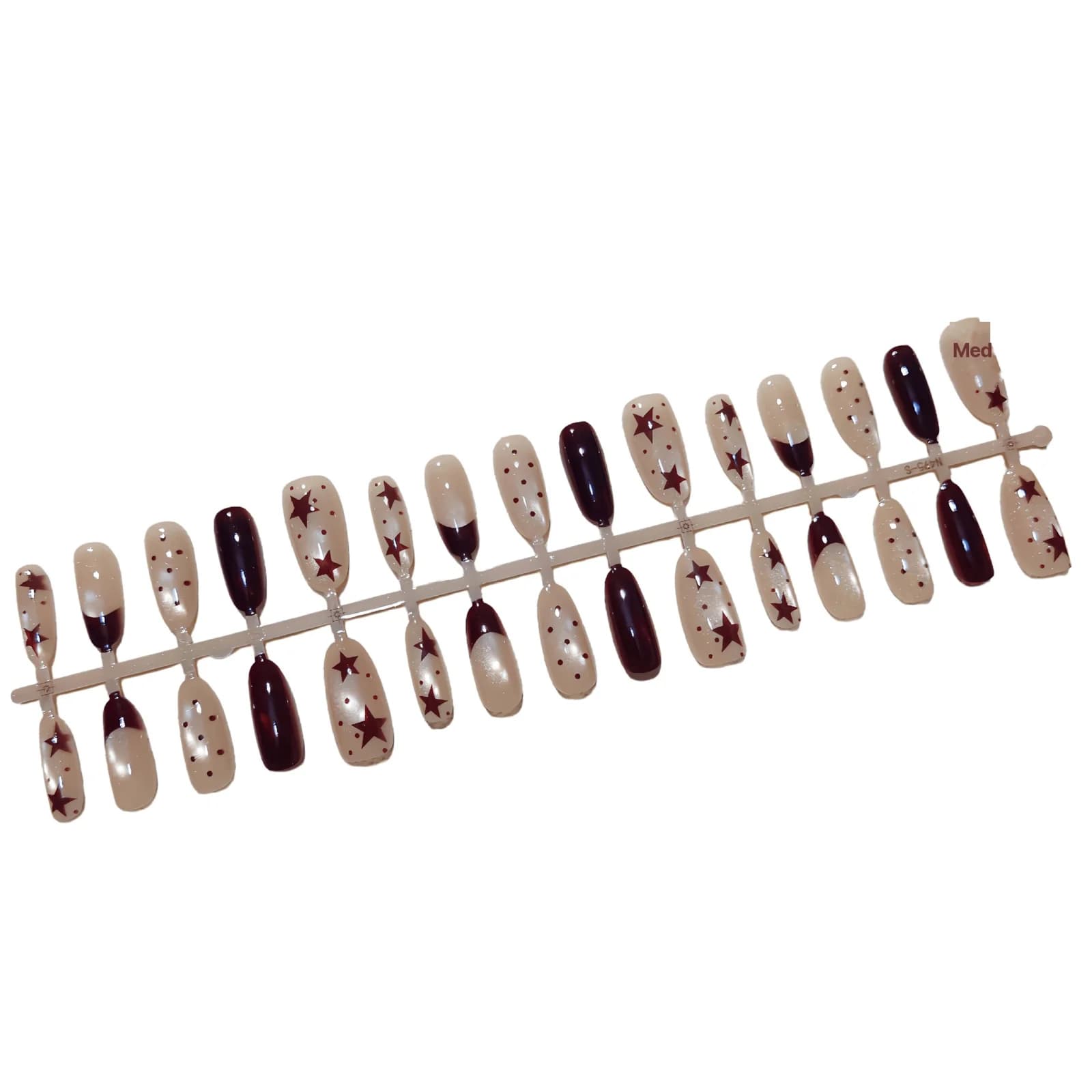 Brown Cat Eye Press-On Nails with Stars and Polka Dots