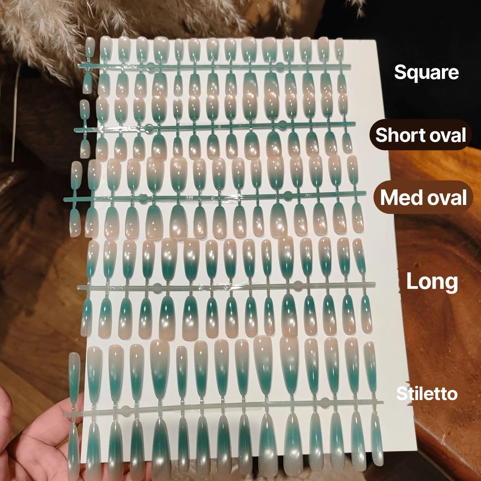 Cat Eye Glass Bead Press-On Nails, Pre-Glued Fake Nails