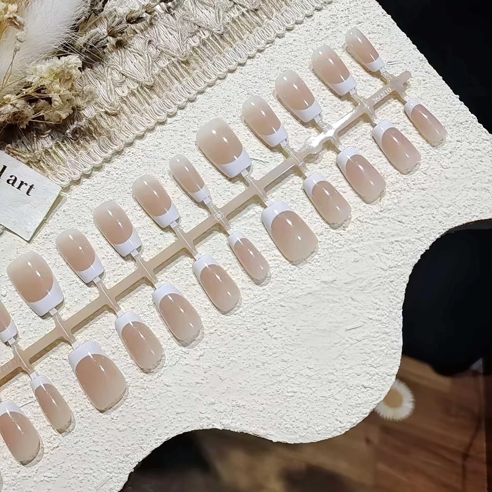 Short French Tip Press-On Nails Natural Nude Look Daily Wear