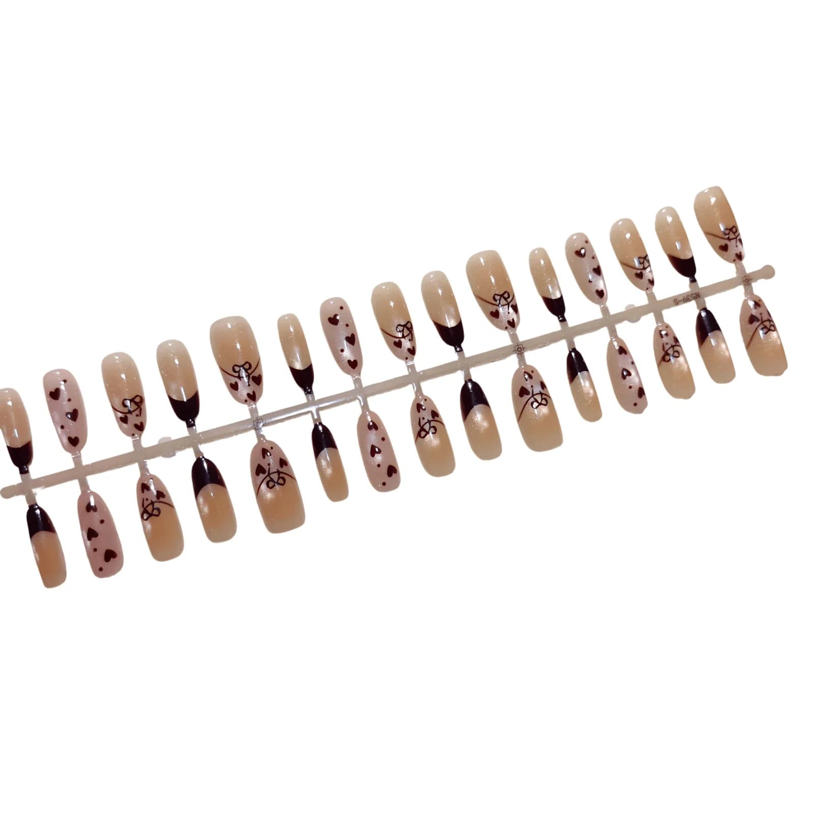 Caramel Butterfly Cat Eye Press On Nails Medium Oval Shape 30 Pcs